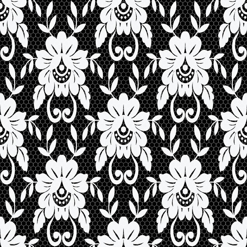 Seamless white floral lace pattern vector