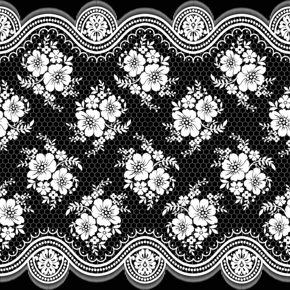 Seamless white floral lace pattern vector