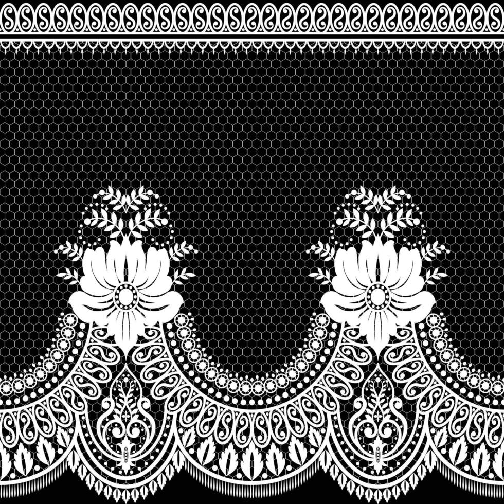 Lace seamless pattern with flowers vector