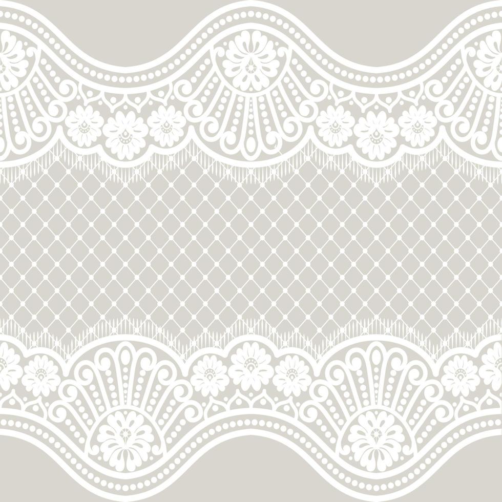 patrón de encaje floral blanco transparente vector