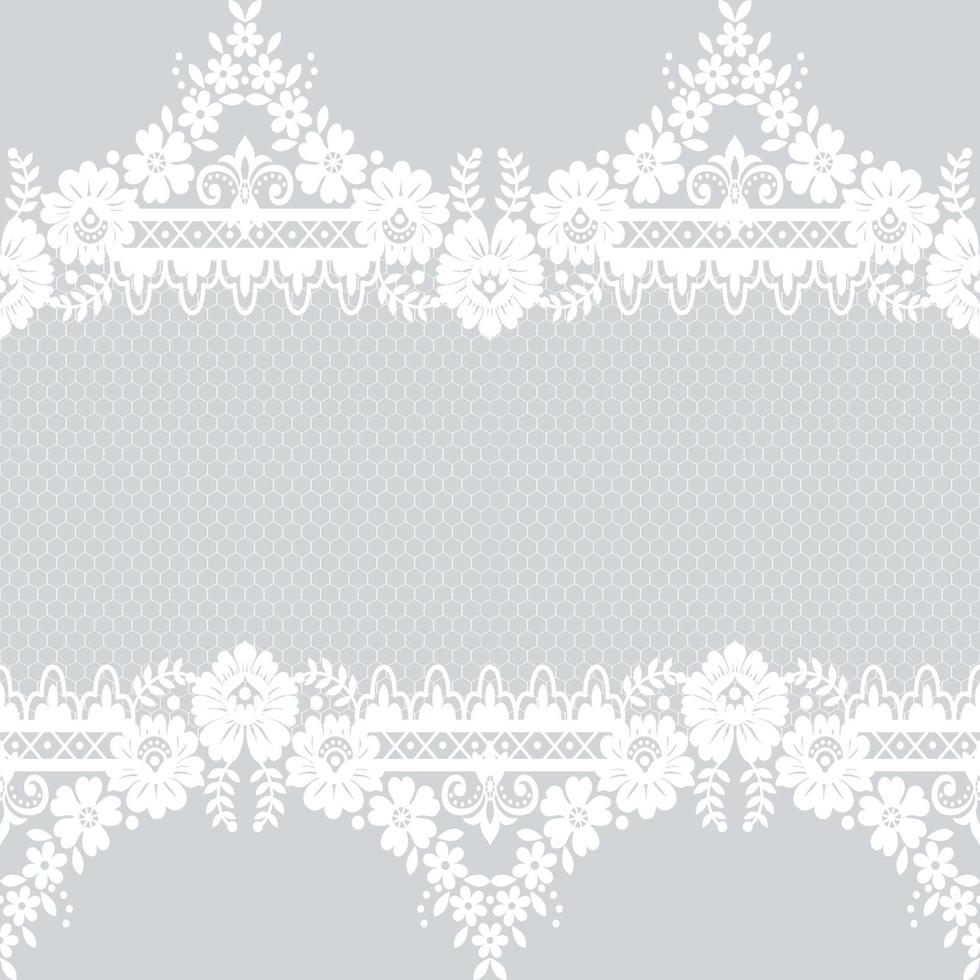 patrón de encaje floral blanco transparente vector