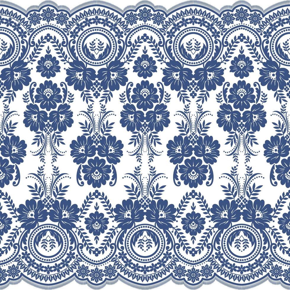 Lace seamless pattern with flowers vector
