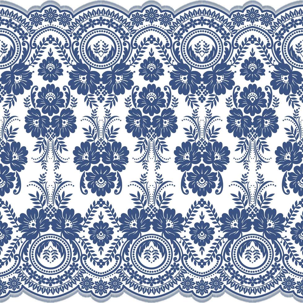 Lace seamless pattern with flowers vector