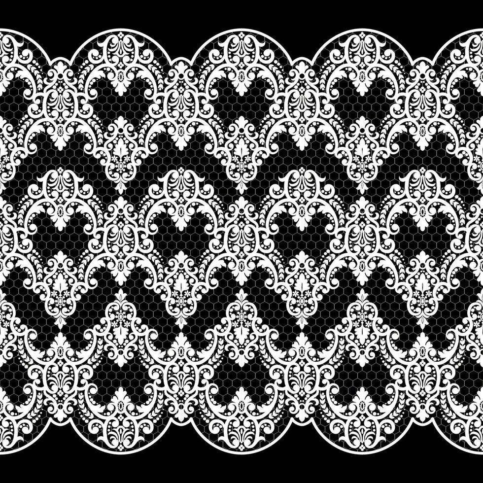 Lace seamless pattern with flowers vector