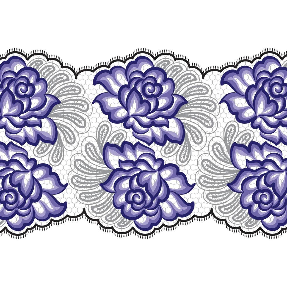 encaje de patrones sin fisuras con flores vector
