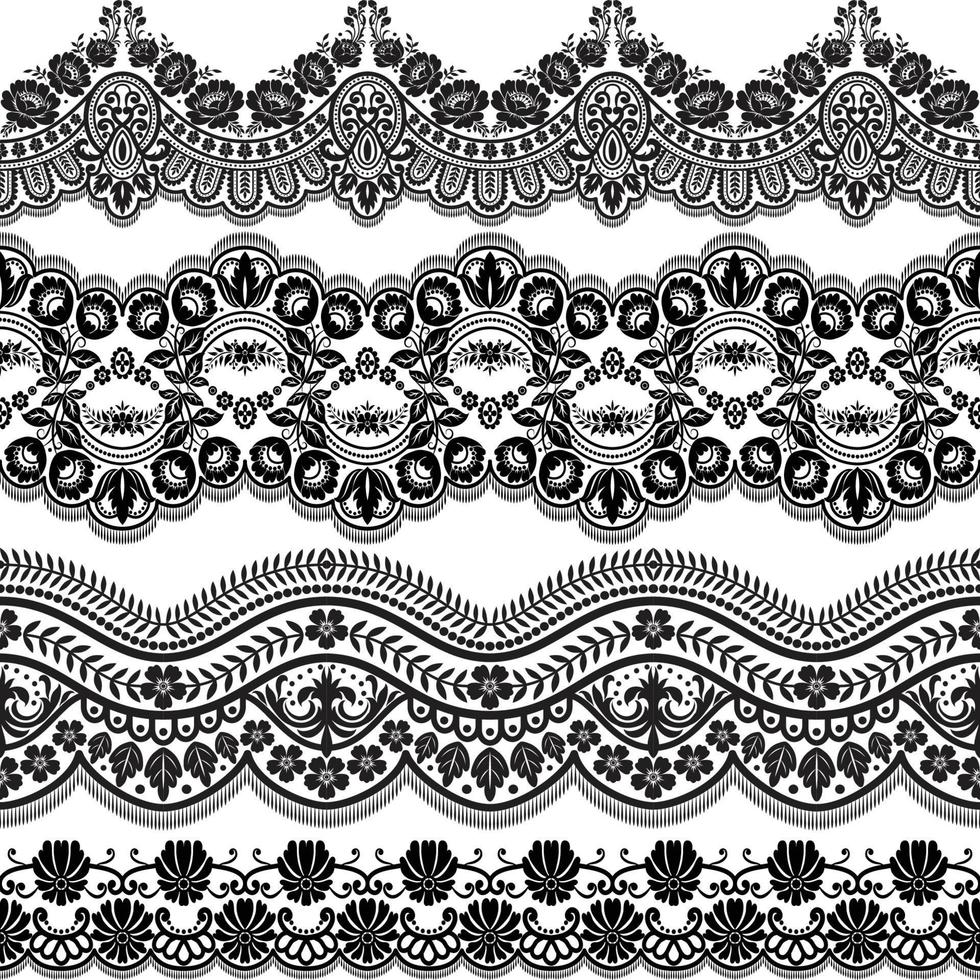 Lace Borders. Vertical Seamless Pattern. vector