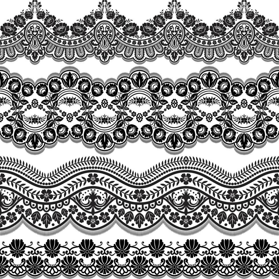 Lace Borders. Vertical Seamless Pattern. vector