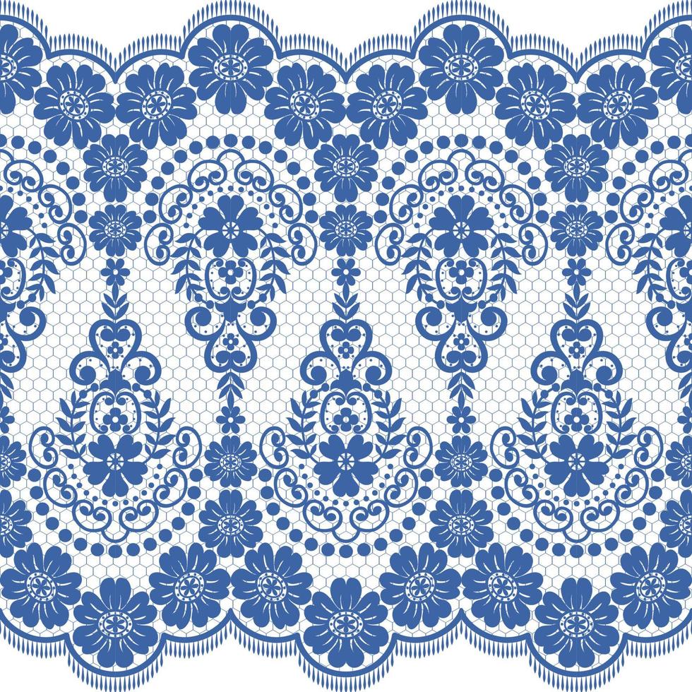 Lace seamless pattern with flowers vector