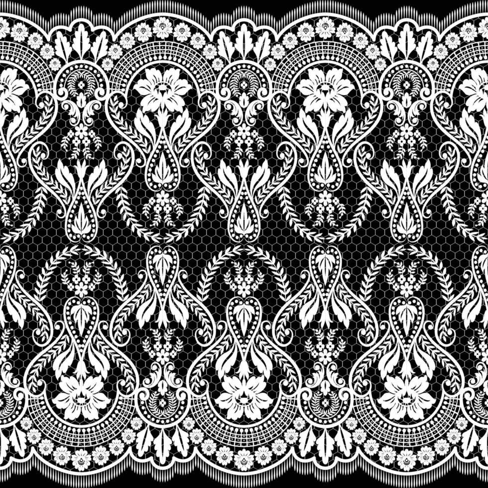 Lace seamless pattern with flowers vector
