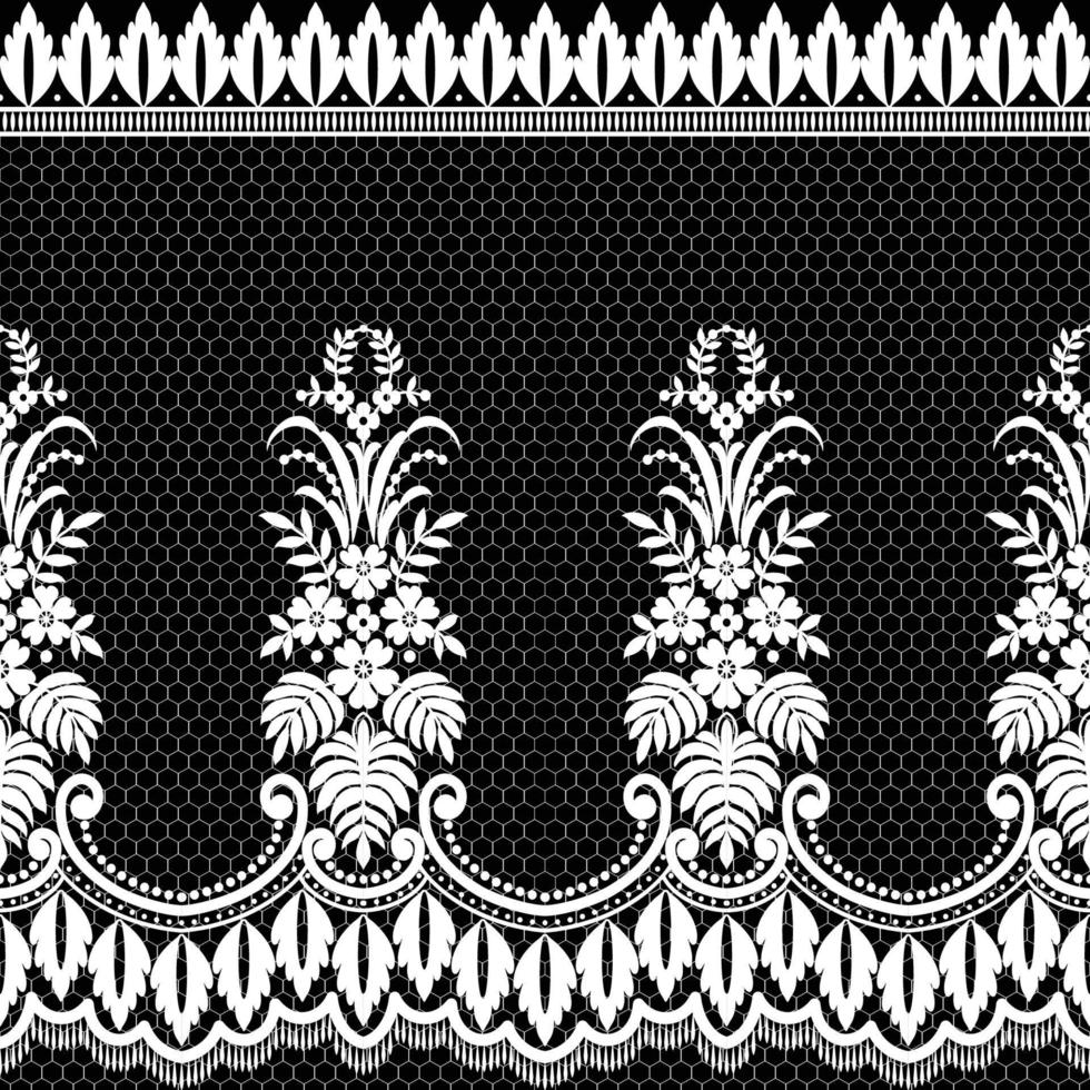 Seamless white floral lace pattern vector