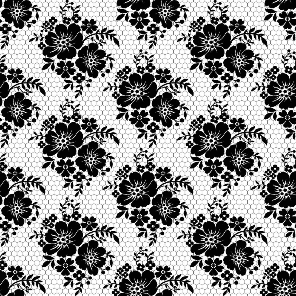 Seamless white floral lace pattern vector
