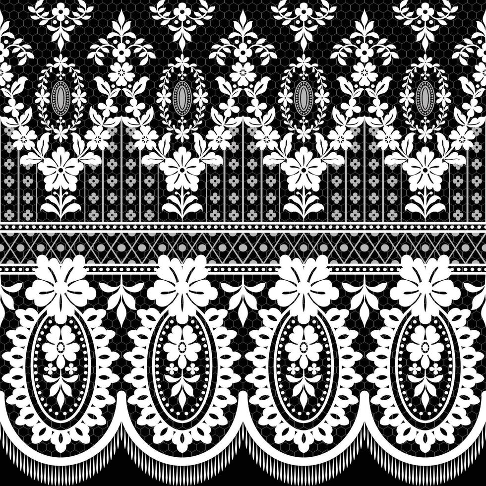 Lace seamless pattern with flowers vector