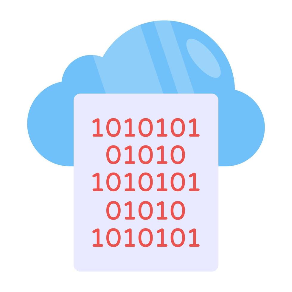 icono de datos binarios en la nube en diseño editable vector