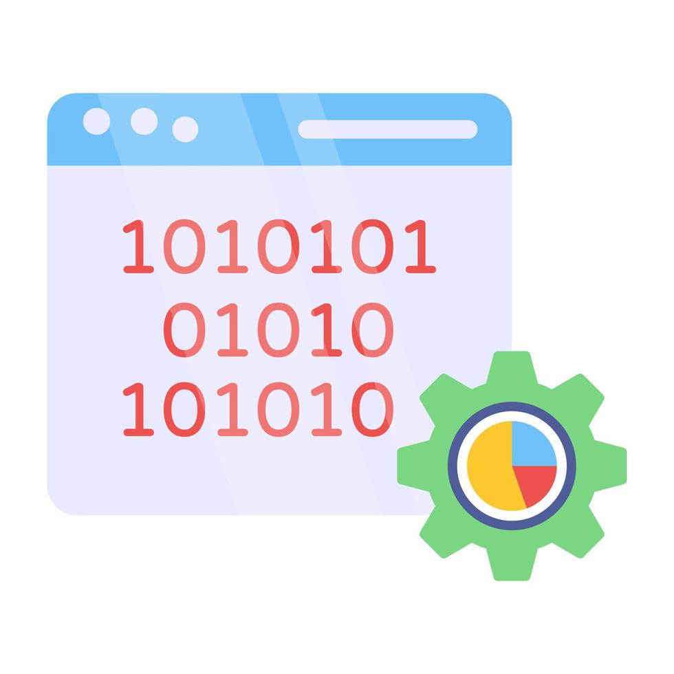 Flat design icon of online binary data vector