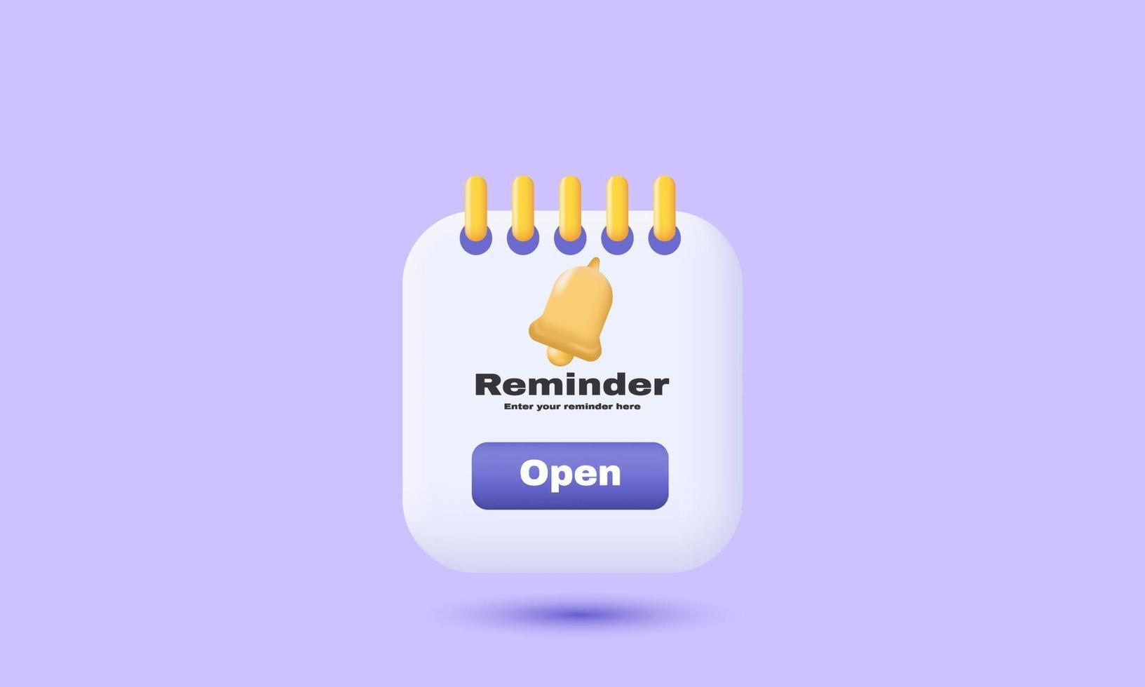 unique realistic reminder 3d notifications page floating isolated on vector