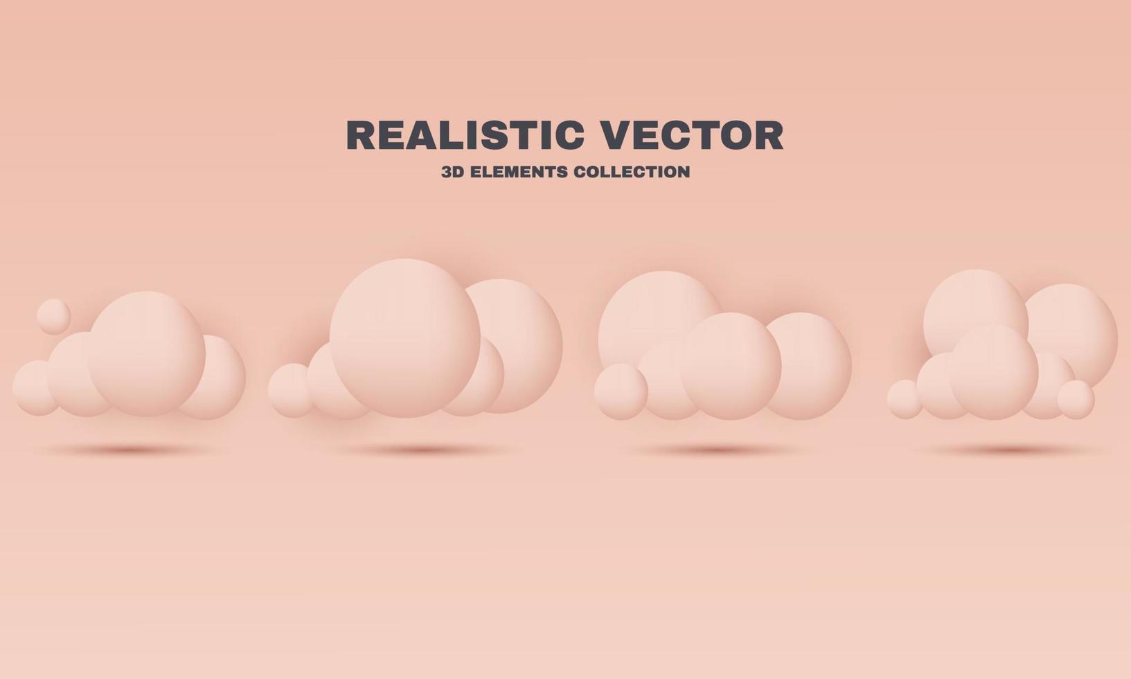 conjunto 3d realista único cuatro nubes de iconos creativo aislado en vector