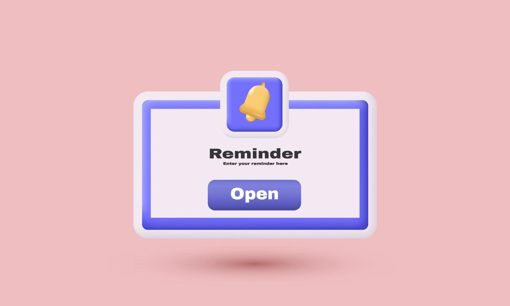 unique realistic 3d reminder notifications page floating isolated on vector