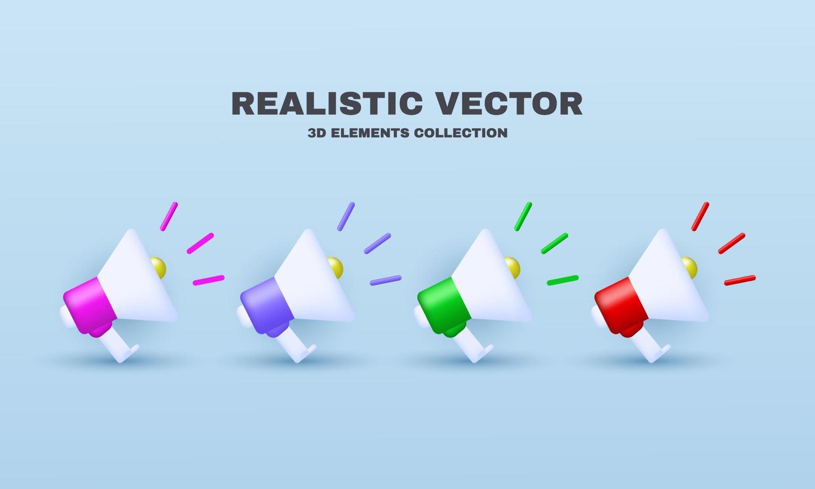 único realista 3d conjunto icono diseño altavoz megáfono colorido aislado en vector