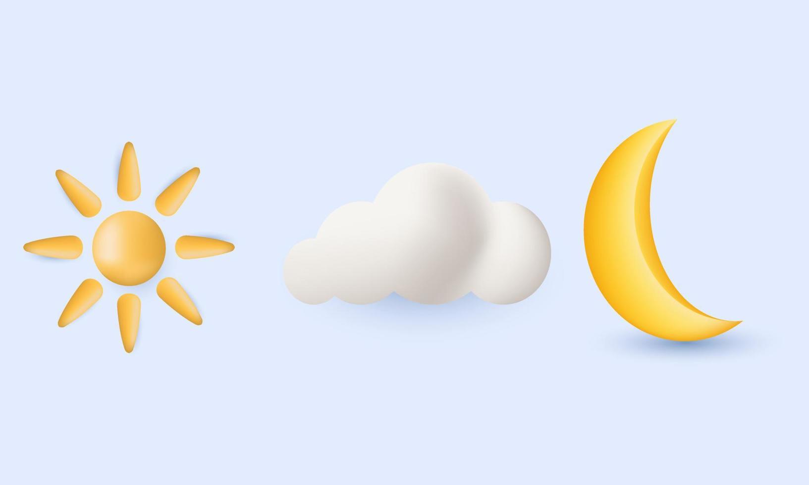 unique realistic 3d cartoon weather icon sun isolated on vector