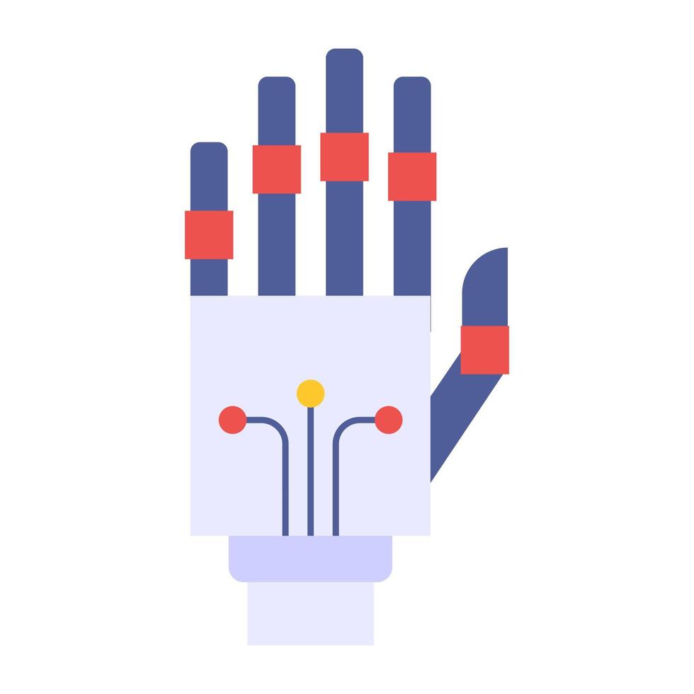 Flat design icon of robotic hand vector