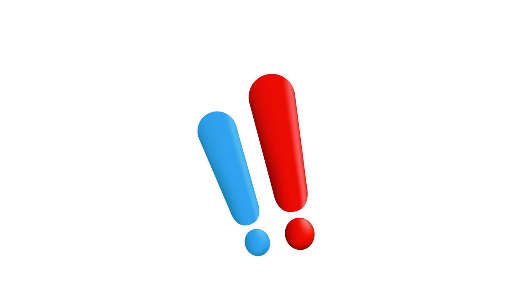 unique realistic exclamation sign red blue colors realistic 3d isolated on vector