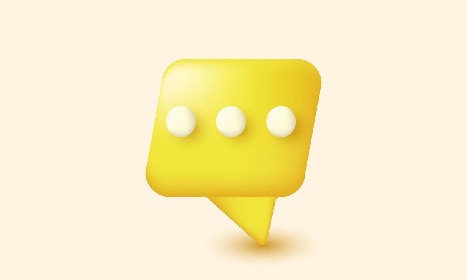 unique realistic yellow speech bubble message 3d icon design isolated on vector