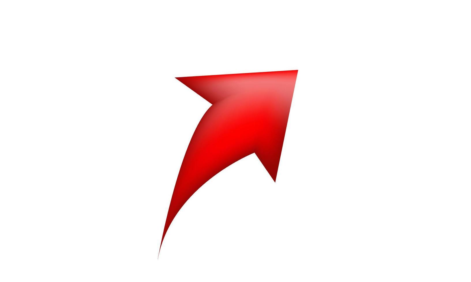 unique red arrow 3d shiny rising icon isolated on vector