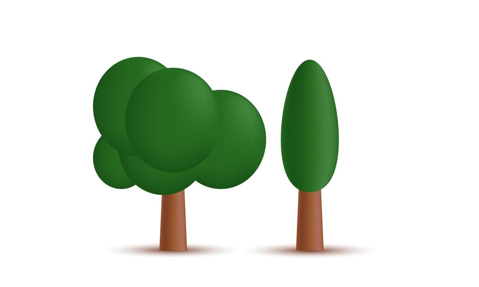 unique realistic abstract trees green brown color 3d isolated on vector