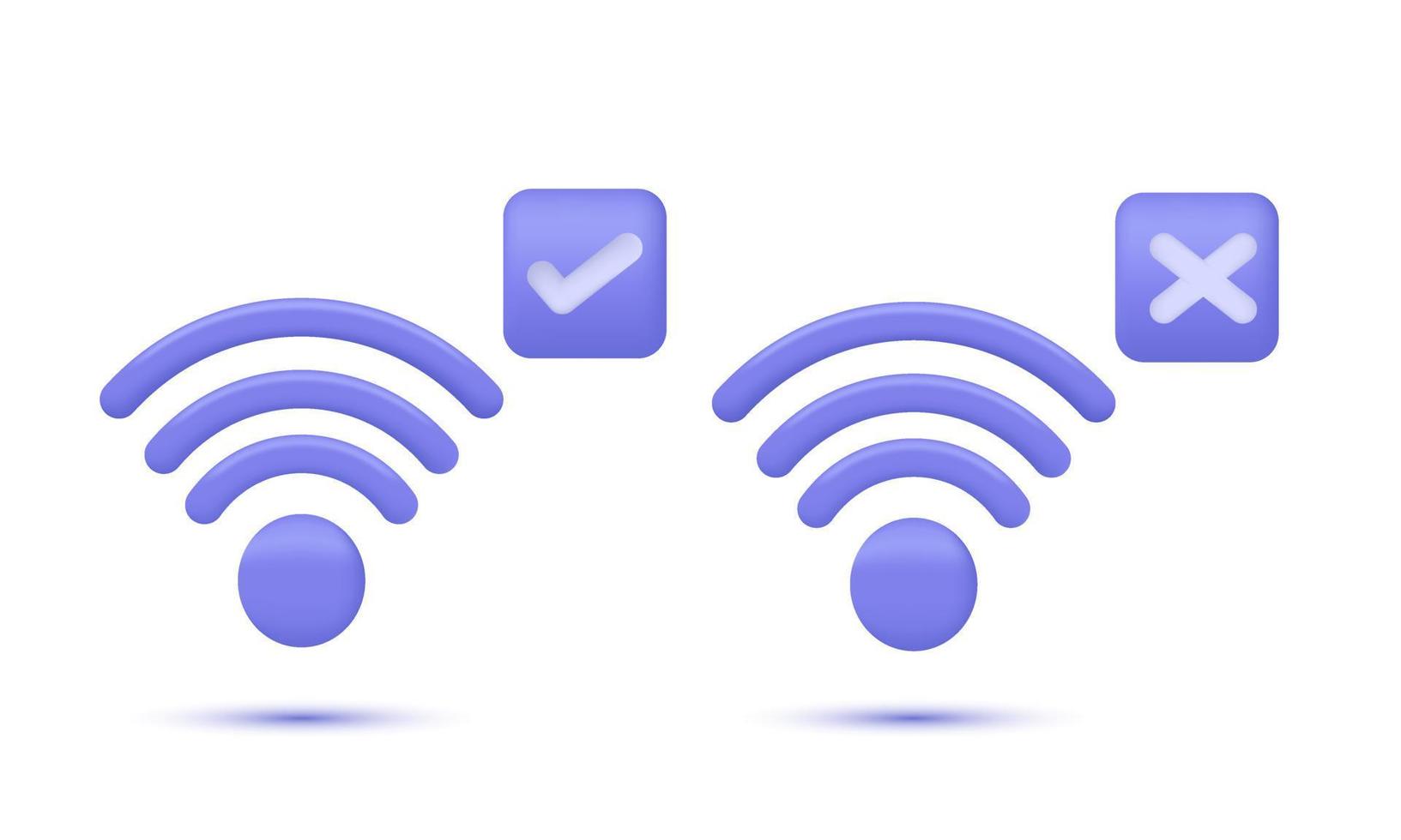 marcas cruzadas de verificación wifi 3d únicas aisladas en vector