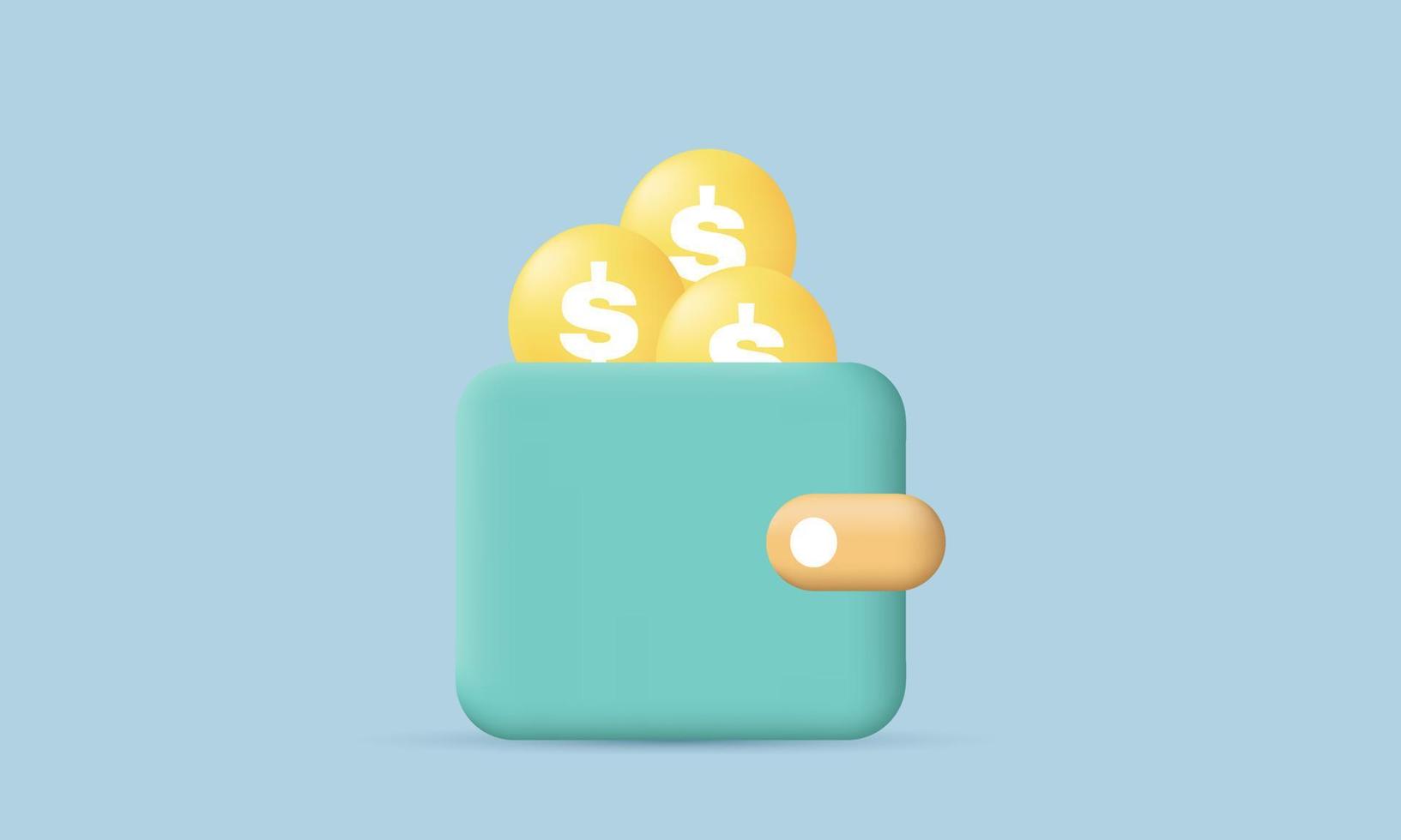 unique realistic 3D Money Saving coin icon concept isolated on vector