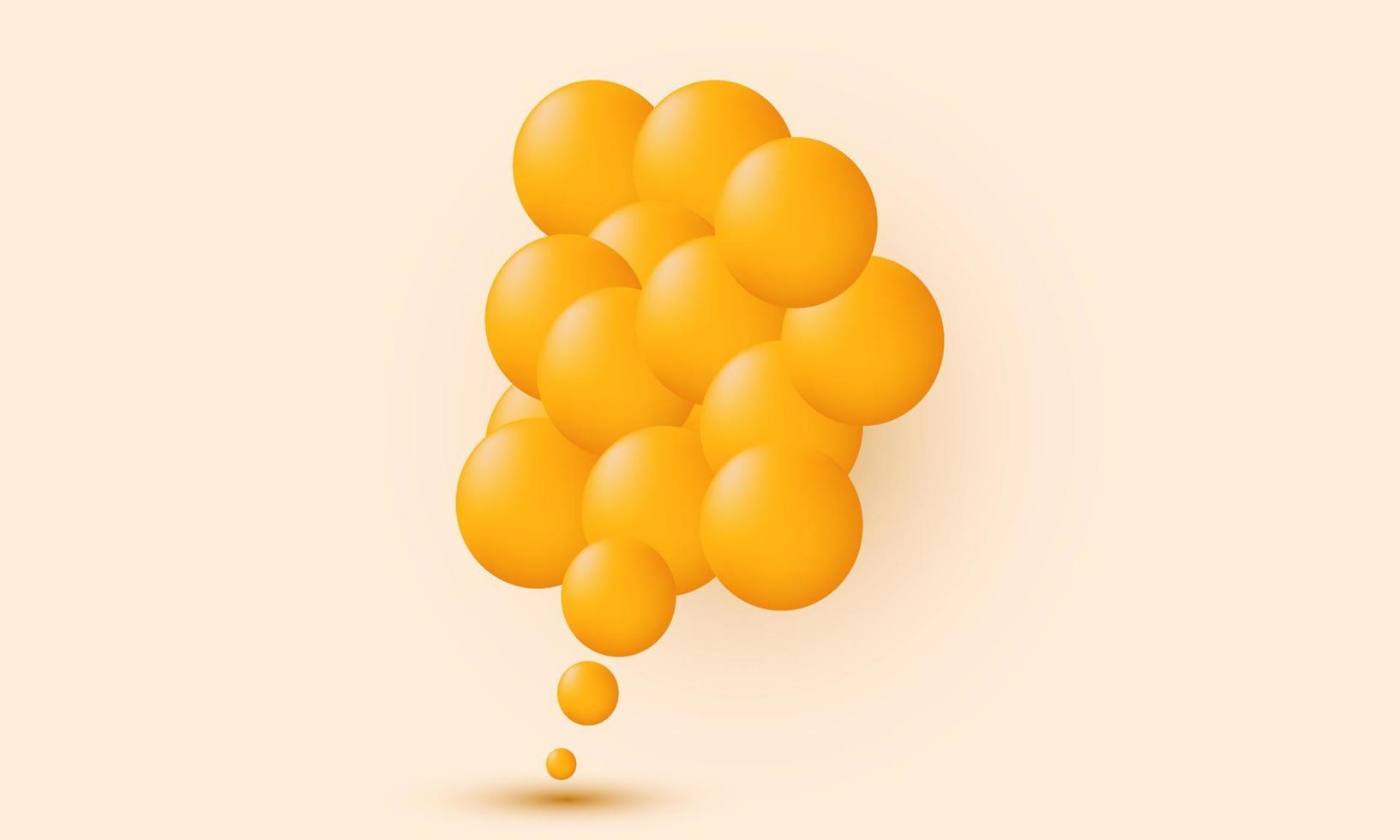 unique 3d yellow image flying spheres set isolated on vector