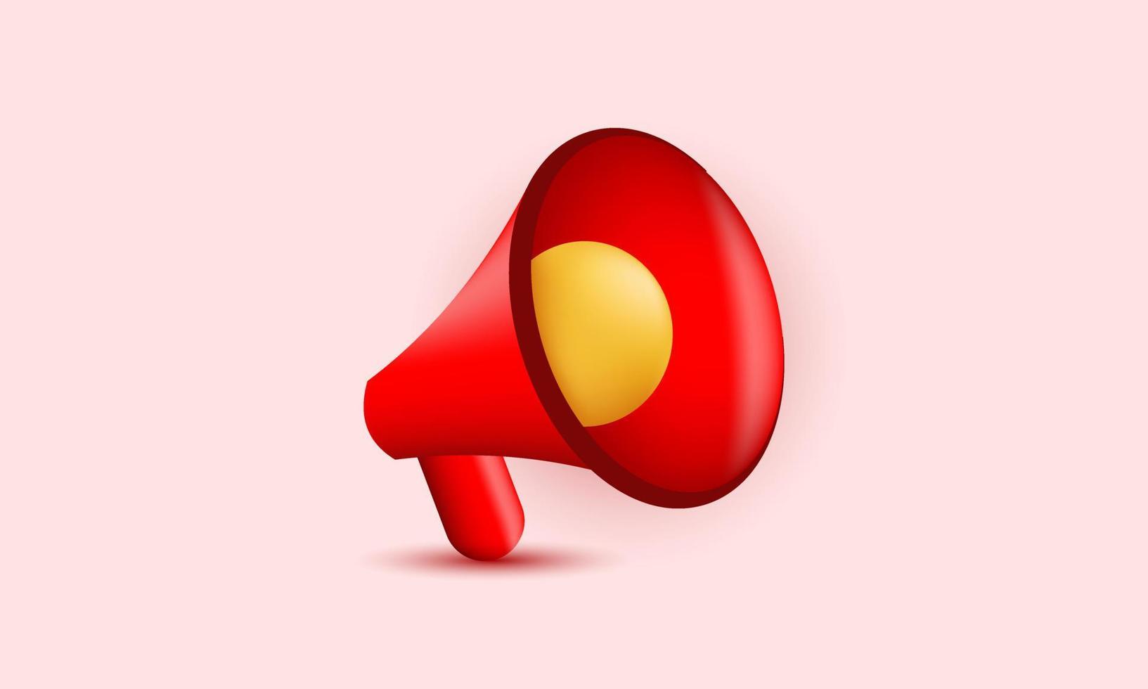 unique realistic 3d cute icon red megaphone isolated on vector