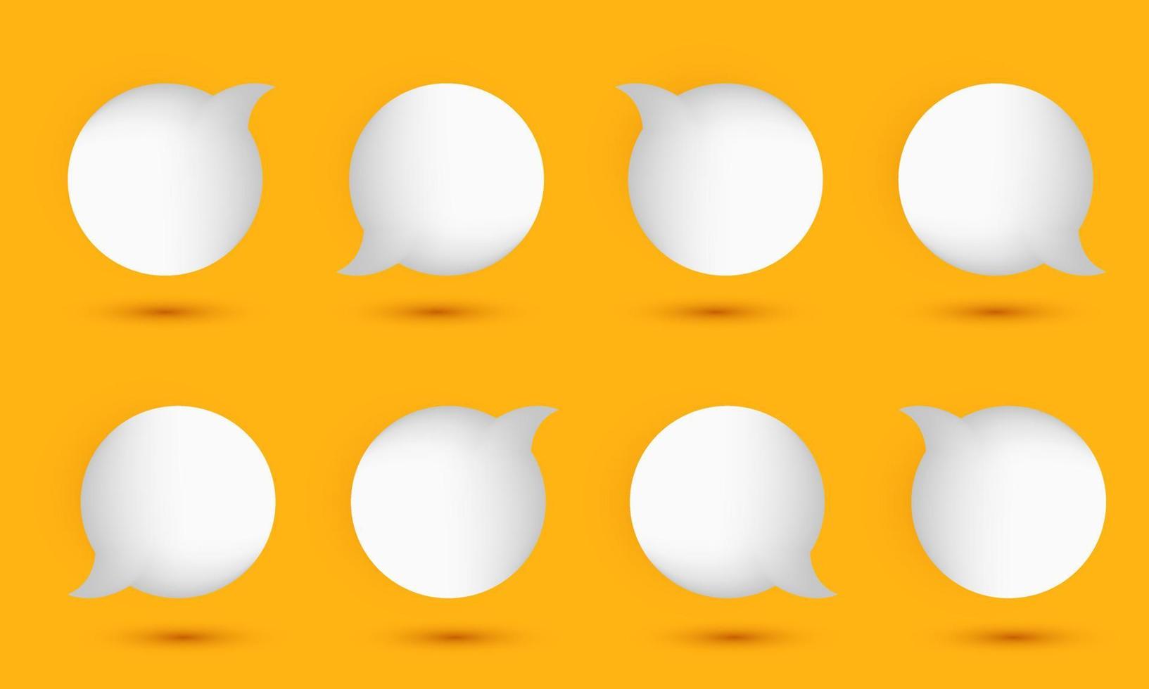 unique set collection cute white yellow speech bubble isolated on vector