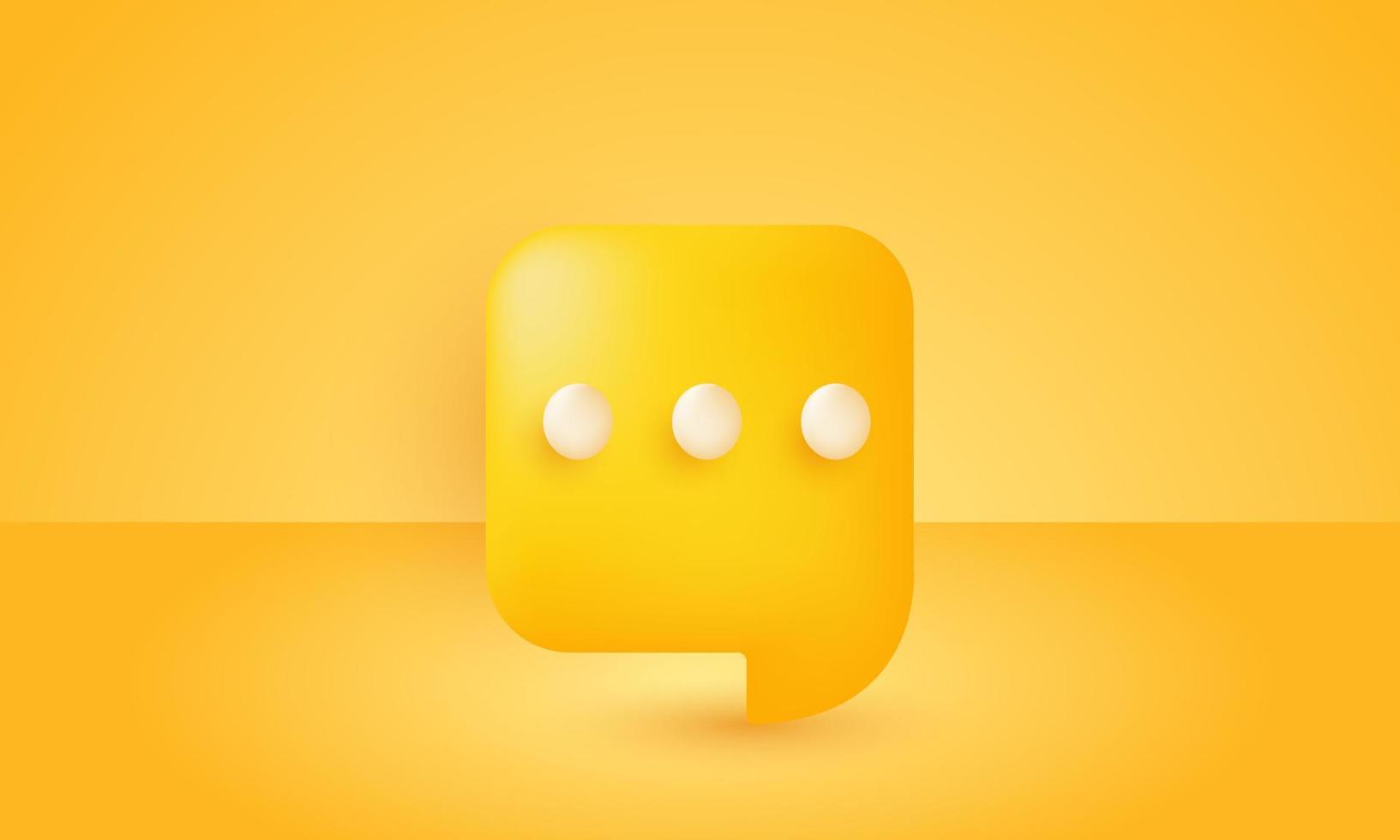 diseño de burbujas de chat amarillo 3d moderno mínimo vector realista único aislado en