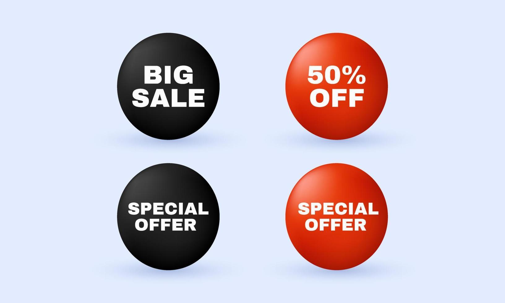 unique realistic 3d set glossy sale buttons badges product isolated on vector