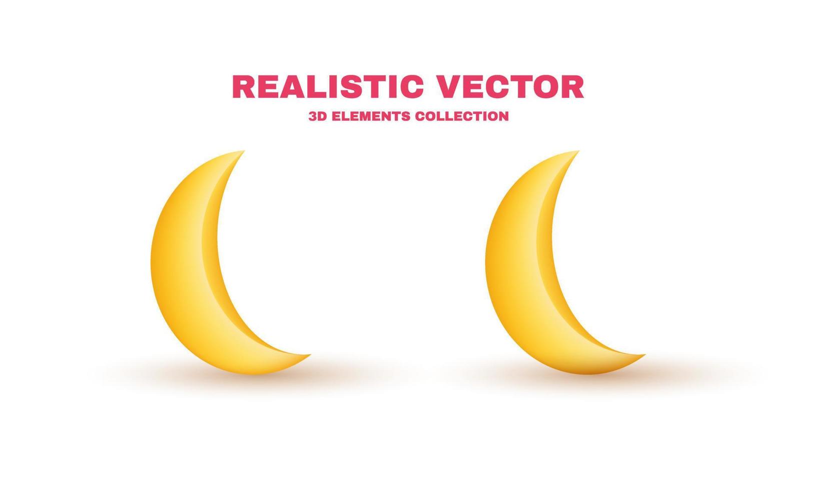 unique cute yellow moon cartoon 3d icon concept isolated on vector