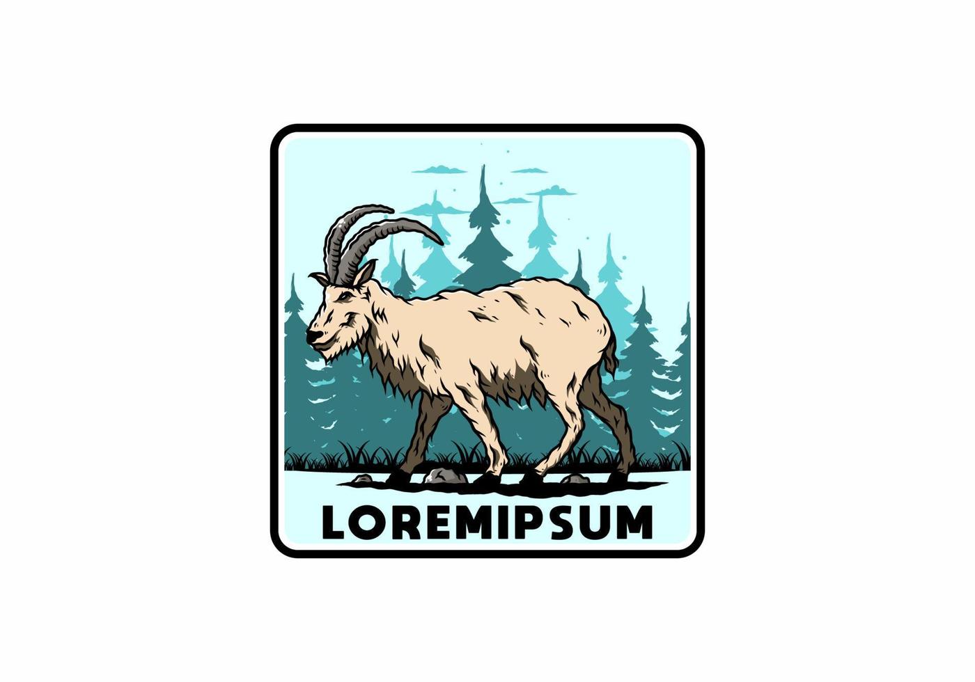 Hairy mountain goat with long horns vector