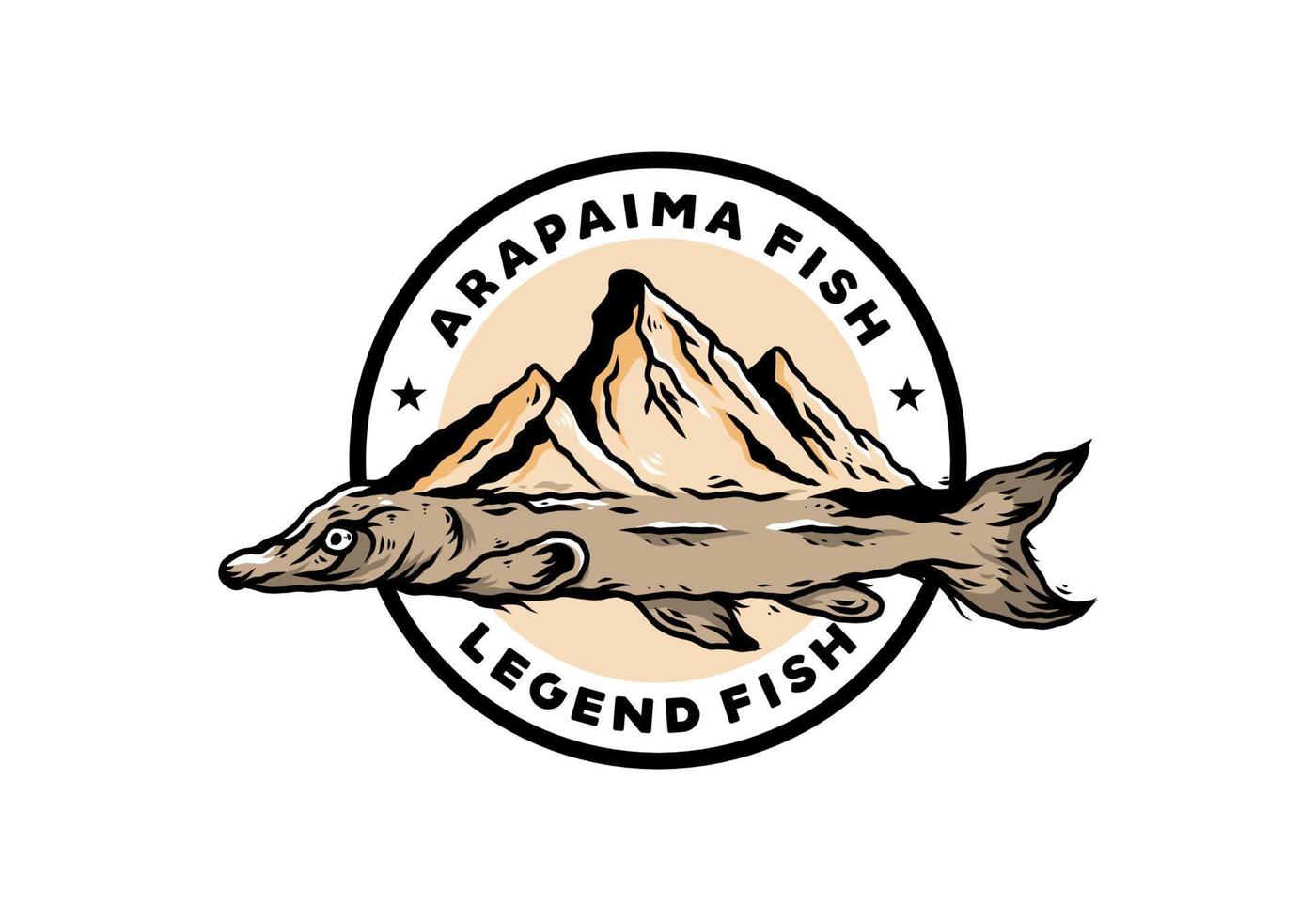 Arapaima fish and mountain illustration vector