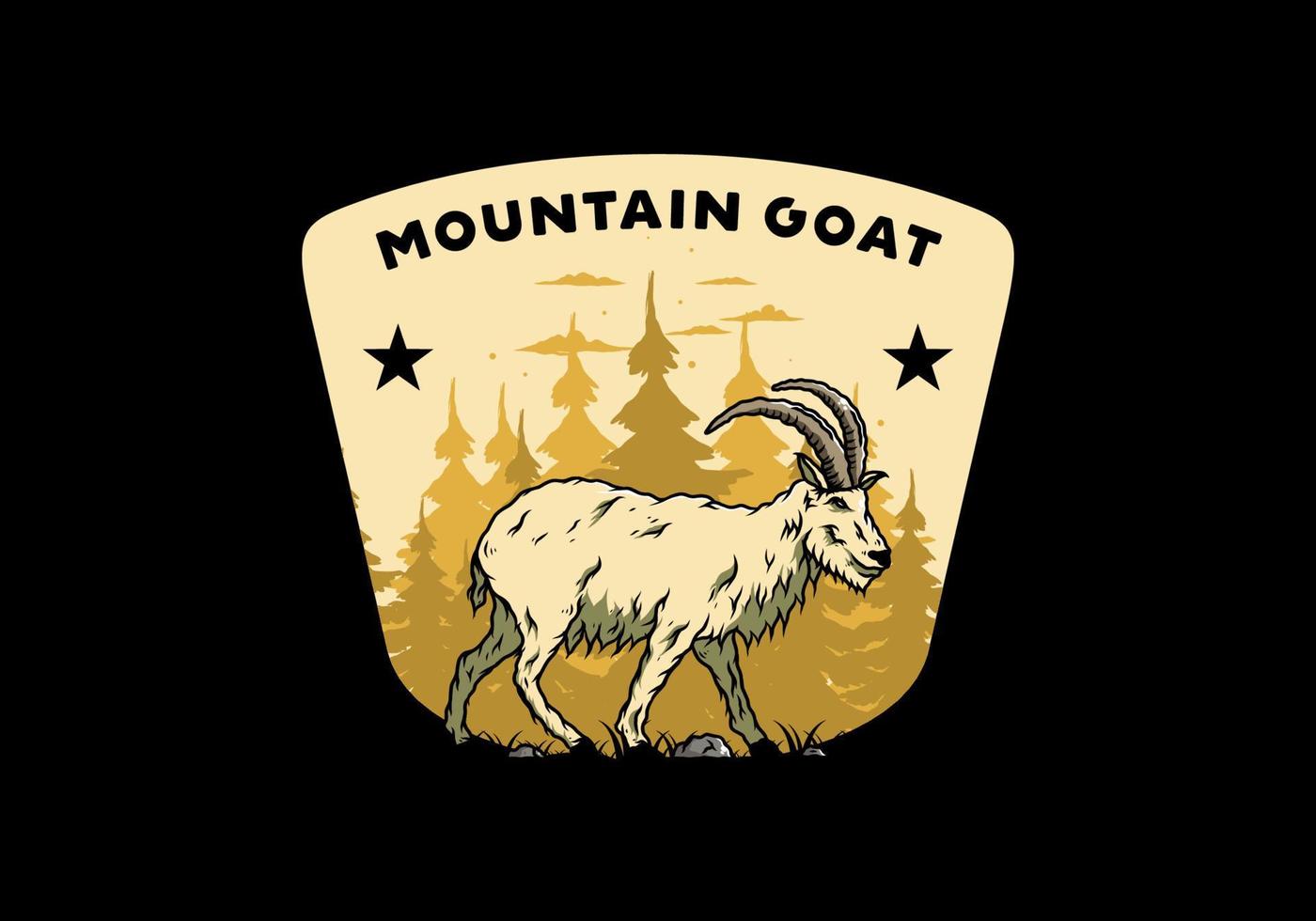 Hairy mountain goat with long horns vector