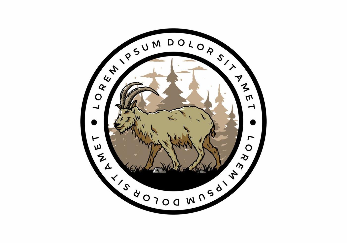 Hairy mountain goat with long horns vector