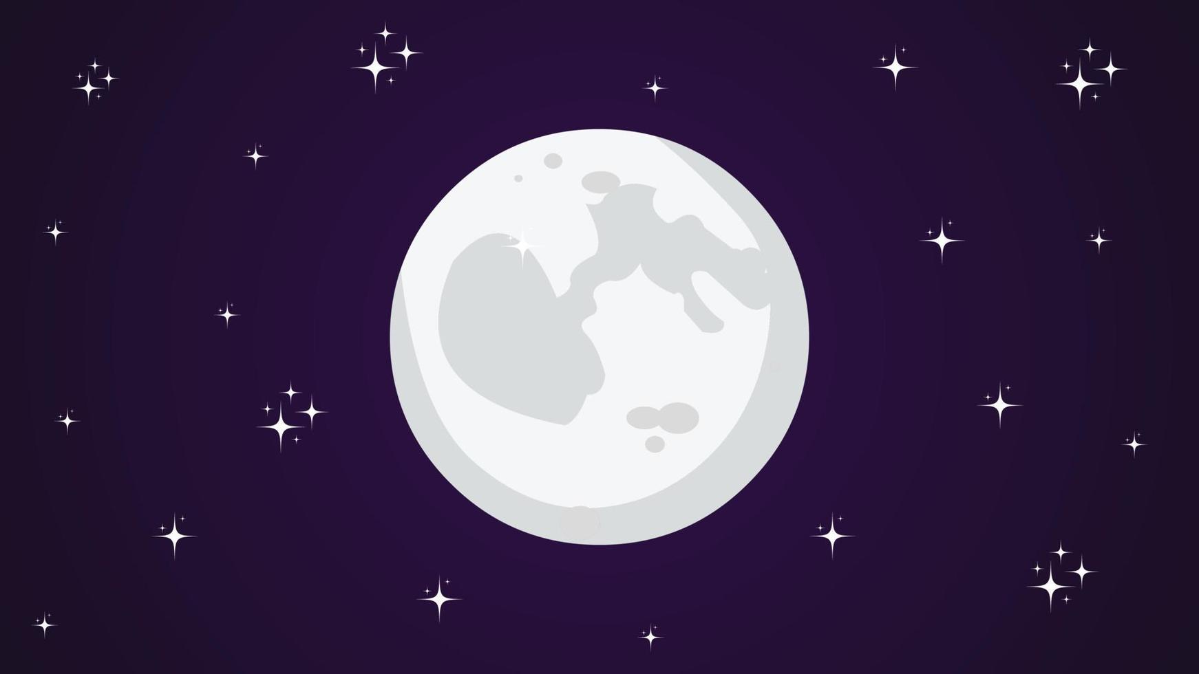 Moon in cartoon style flat design, Vector illustration.