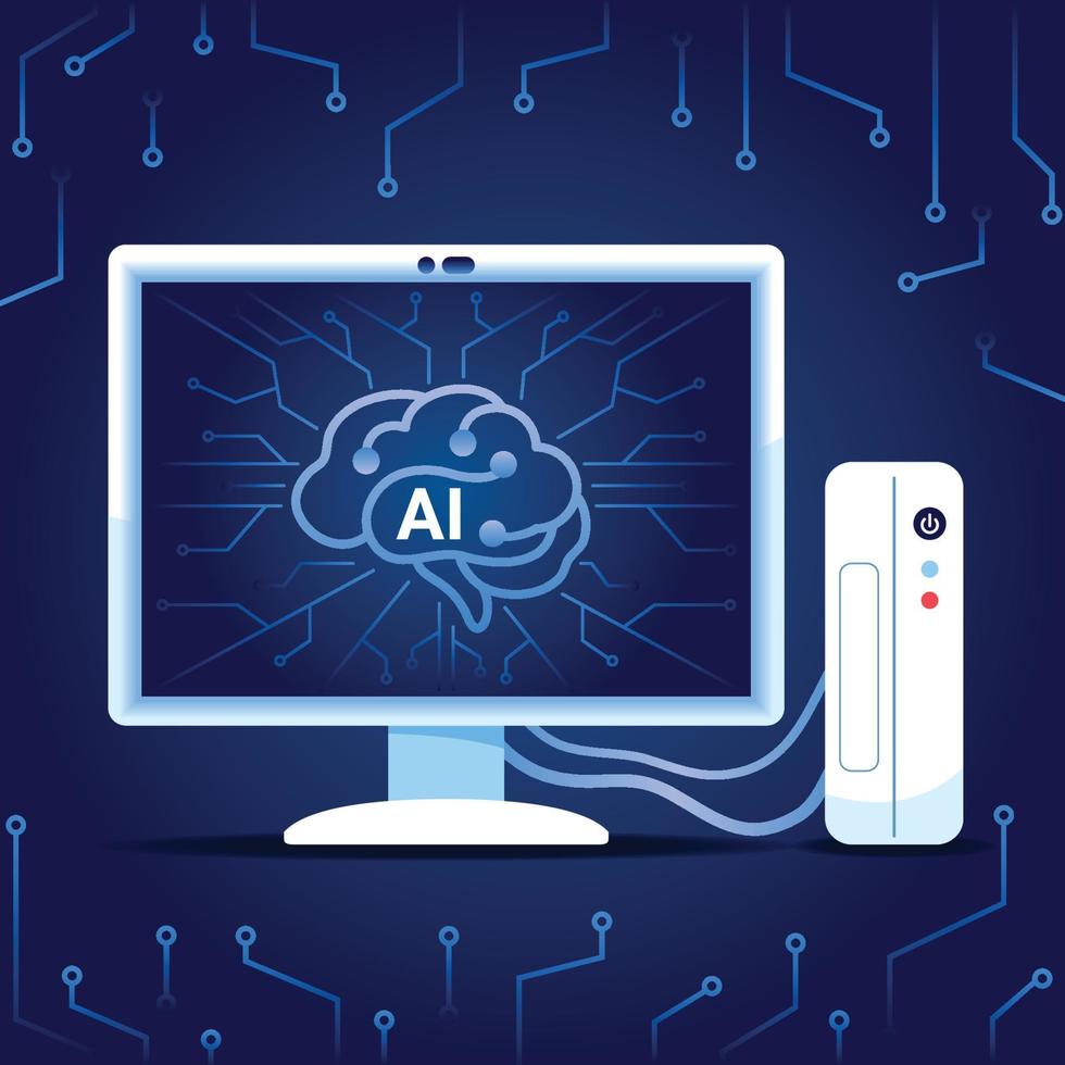 Artificial Intelligence On Personal Computer vector