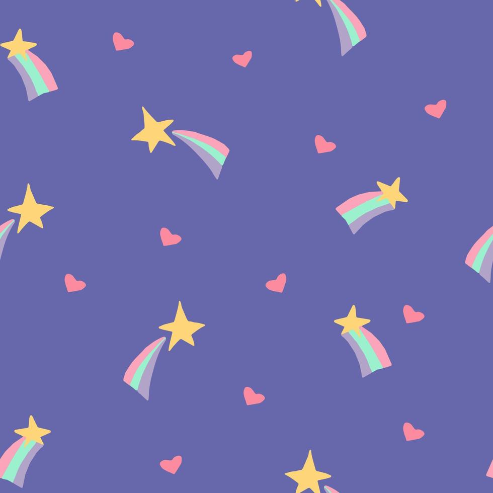 star, rainbow, heart seamless pattern hand drawn. . wallpaper, wrapping paper, textile, background fairy tale nursery pastel cute vector