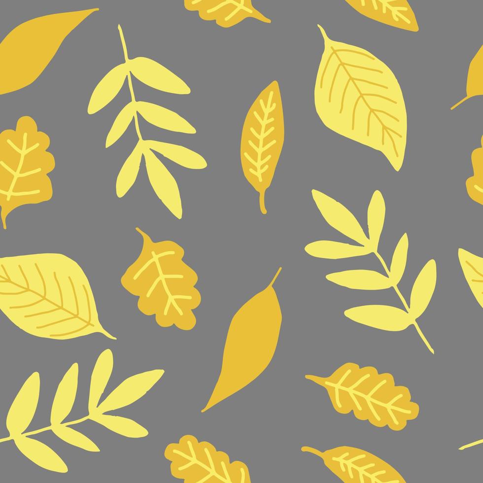 autumn leaves seamless pattern in trending colors. hand drawn doodle. , minimalism. textile, digital, wrapping paper, background orange, yellow gold vector