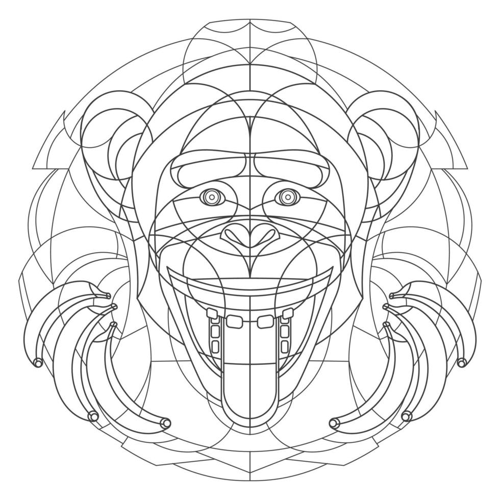 Monkeys pattern. Illustration of monkey. Mandala with an animal. Monkey in a circular frame. Coloring page for kids and adults. vector