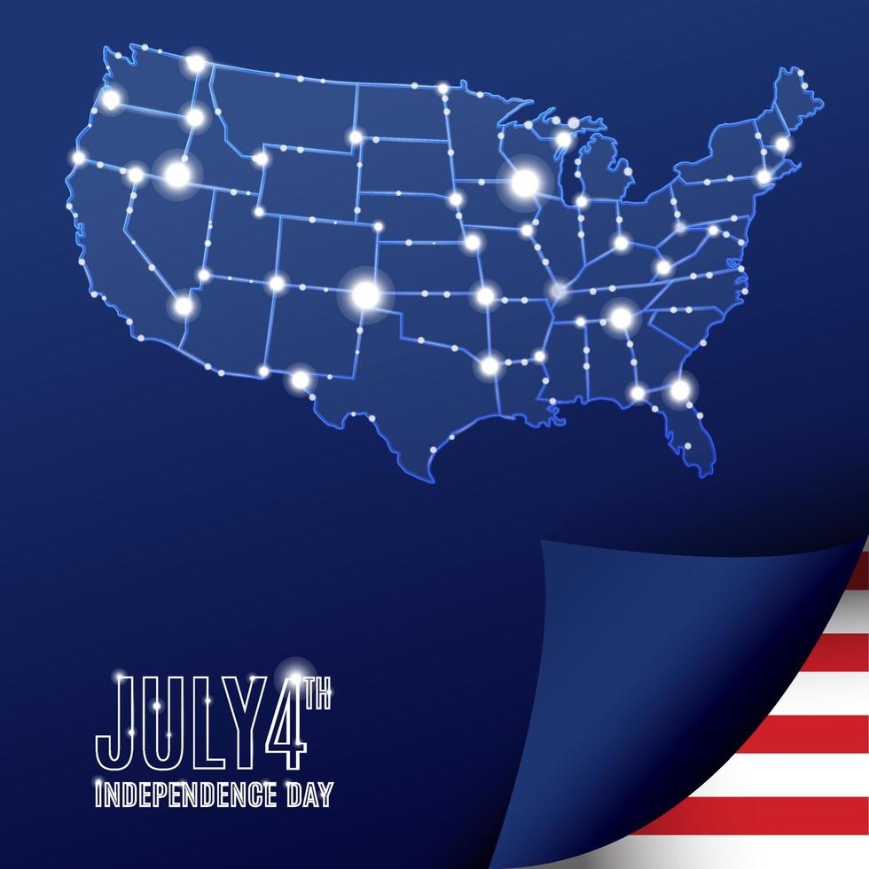 United States of America USA map outline with stars and lines abstract framework vector