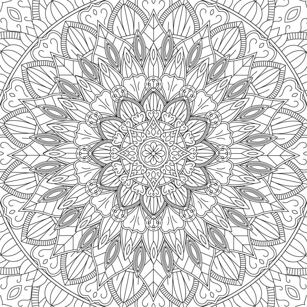 Adult coloring page. Seamless zendoodle vector for art, coloring book, zendoodle. Square zentangle for coloring book pages, mandala design.