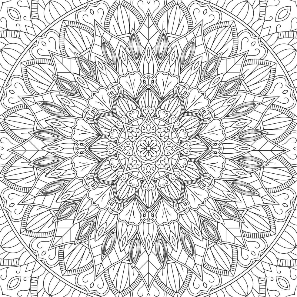 Adult coloring page. Seamless zendoodle vector for art, coloring book, zendoodle. Square zentangle for coloring book pages, mandala design.