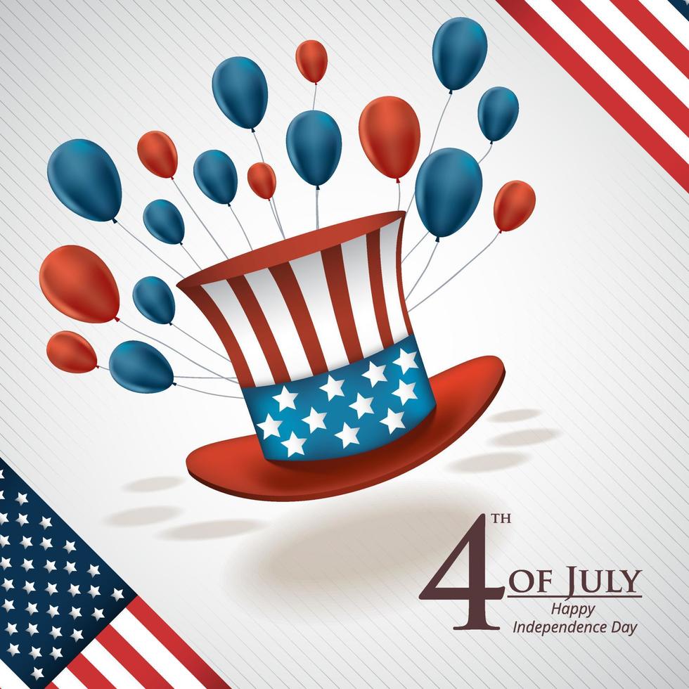 Uncle Sam 4th July Hat with Balloon vector