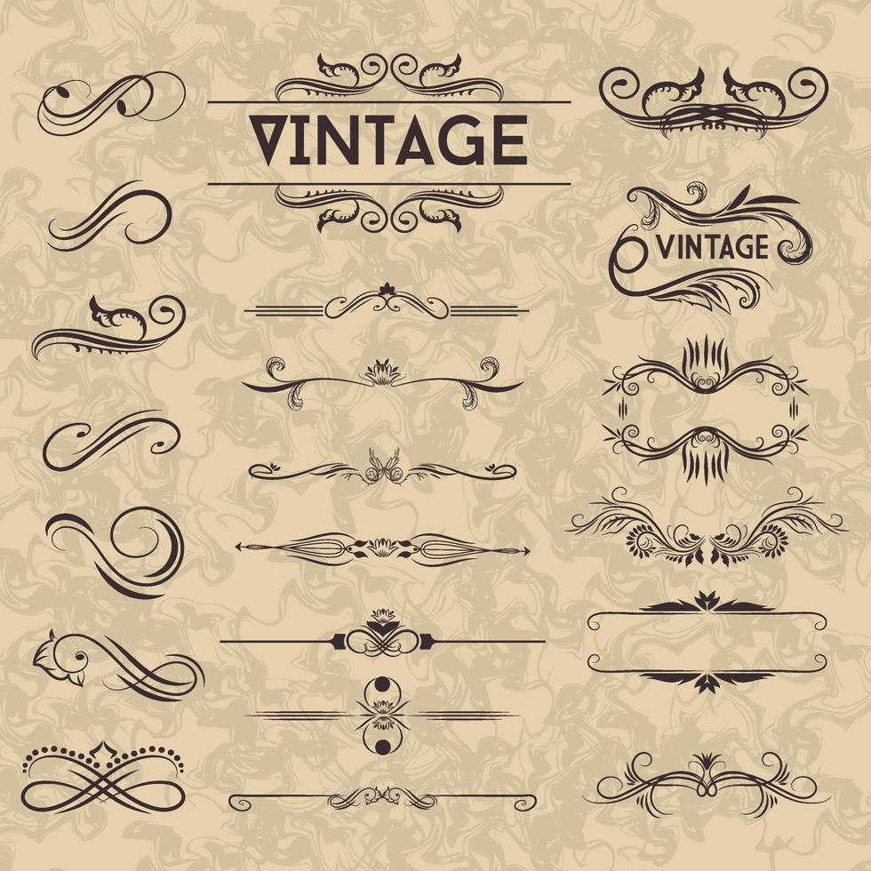 conjunto de elementos de diseño ornamental vintage vector